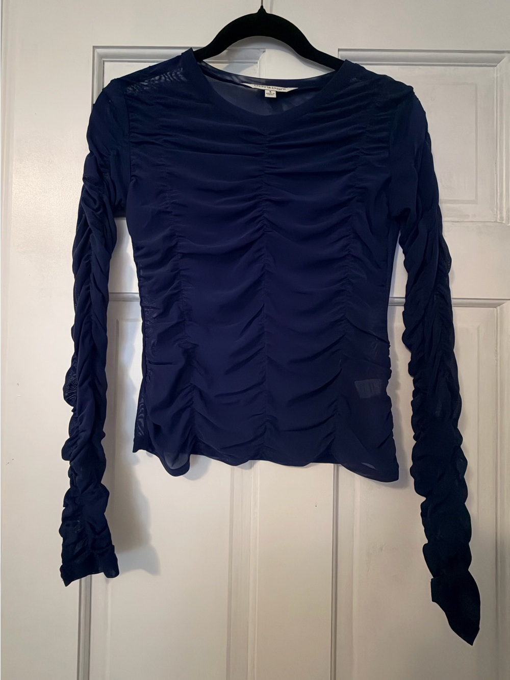 Ruched Mesh Long-Sleeve Women's Top
